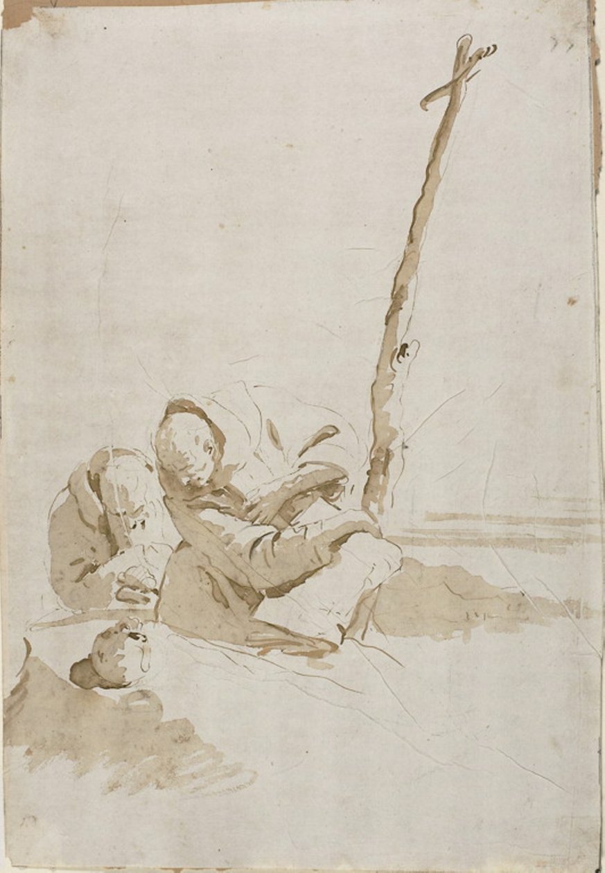 Két szerzetes egy koponyán gondolkodik alkotó: Giambattista Tiepolo