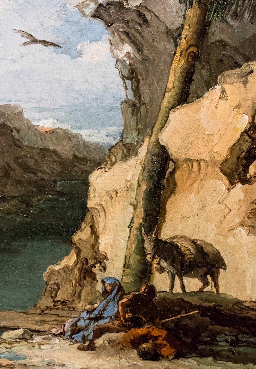 Pihenés az egyiptomi menekülés alatt, 1762/70 körül (olaj, vászon) alkotó: Giambattista & Tiepolo Giandomenico (1727-1804) Tiepolo