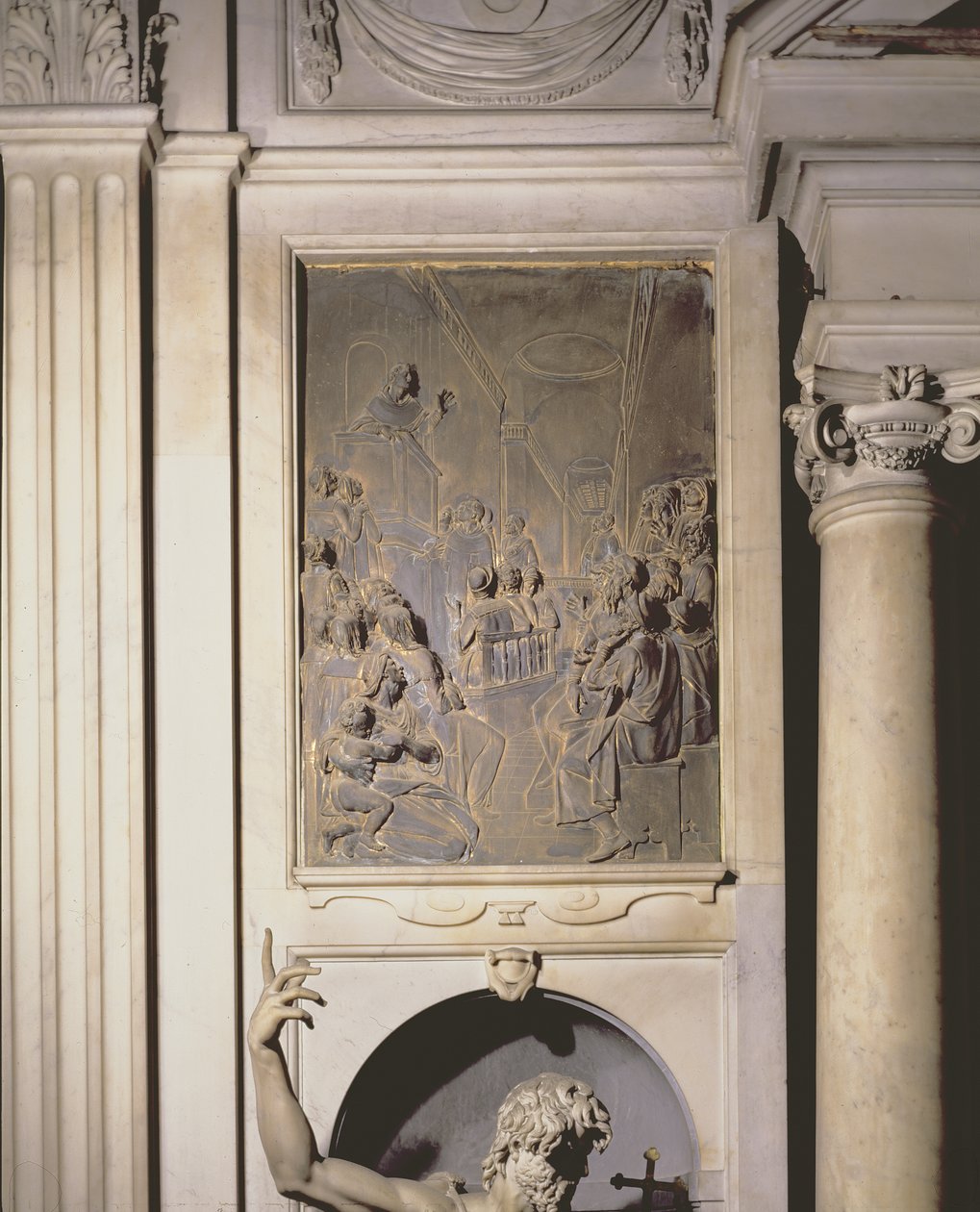 Szent Antal prédikáció, dombormű a Salviati kápolnából (bronz) alkotó: Giambologna