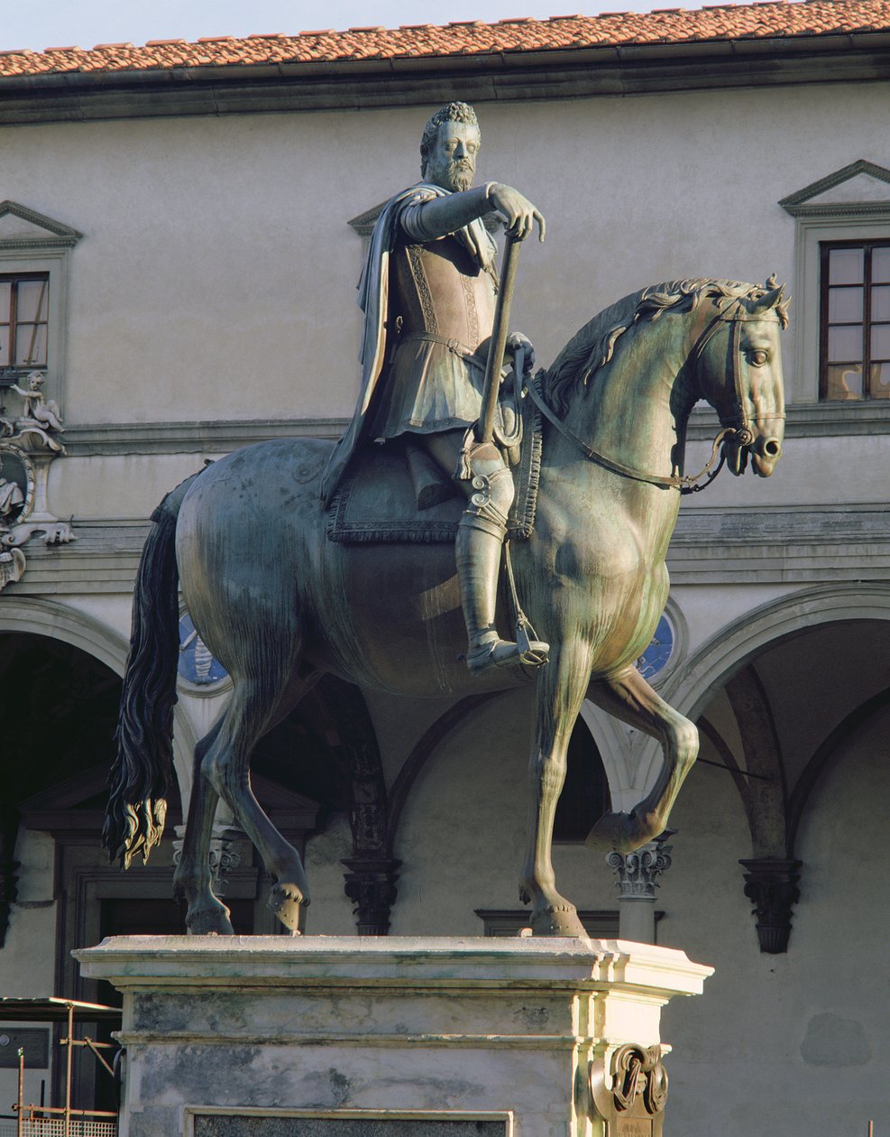 I. Ferdinánd nagyherceg lovas szobra 1123-90 körül, ló és lovas 97646 bronz részlete oldalról alkotó: Giambologna