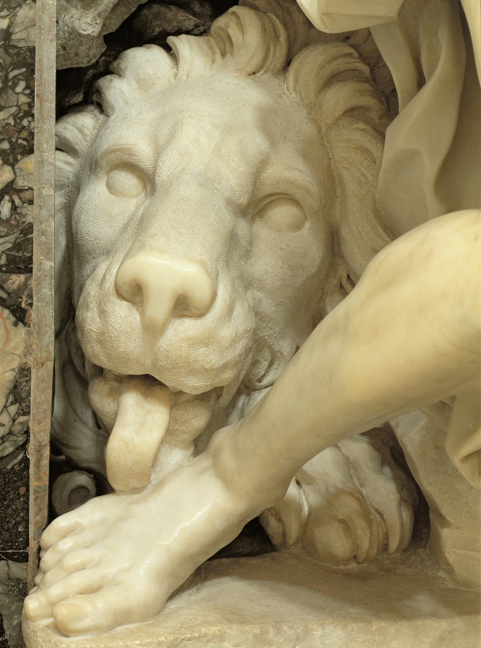 Egy oroszlán nyalogatja Dániel lábát márvány részlet 1869-ből19 alkotó: Gian Lorenzo Bernini