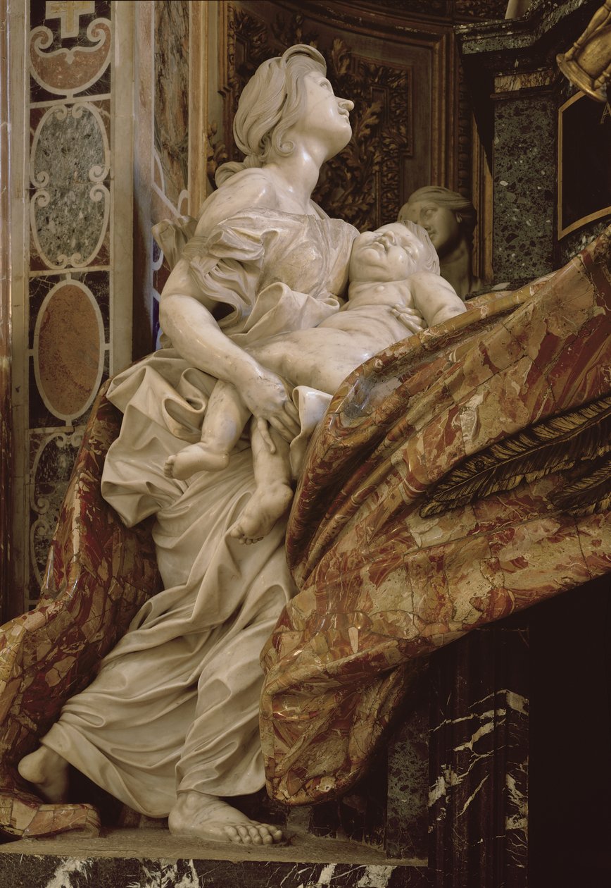 Jótékonyság VII. Sándor emlékművétől az északi kereszthajóban, 1672-78 (márvány és aranyozott bronz) alkotó: Gian Lorenzo Bernini