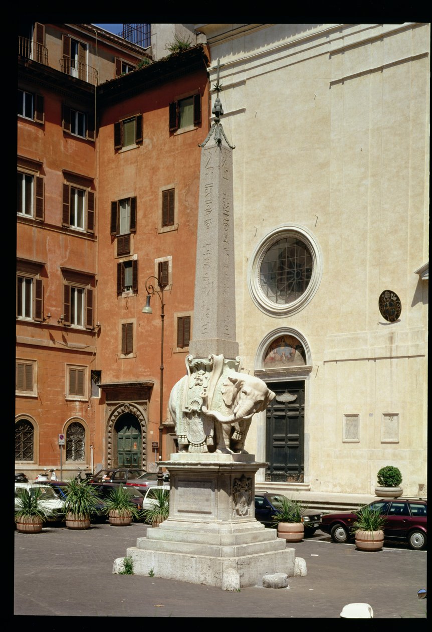 Egyiptomi obeliszket tartó elefánt, 1667 alkotó: Gian Lorenzo Bernini