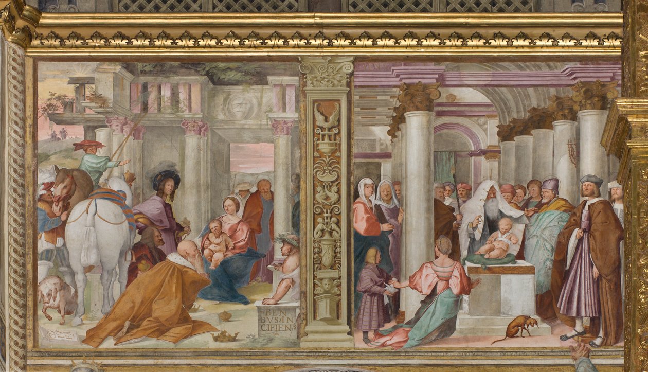 Central Aave, Ötödik északi szakasz, Mágusok imádása, Bemutató a Templomban, Gian Francesco Bembo alkotó: Gian Francesco Bembo