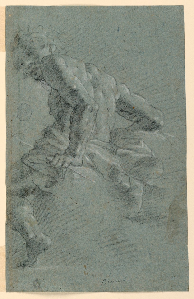 Tanulmány Hermészről, Előkészítő tanulmány az óriások bukására, mennyezeti freskó a Palazzo Moroniban, Bergamo alkotó: Gian Giacomo Barbelli
