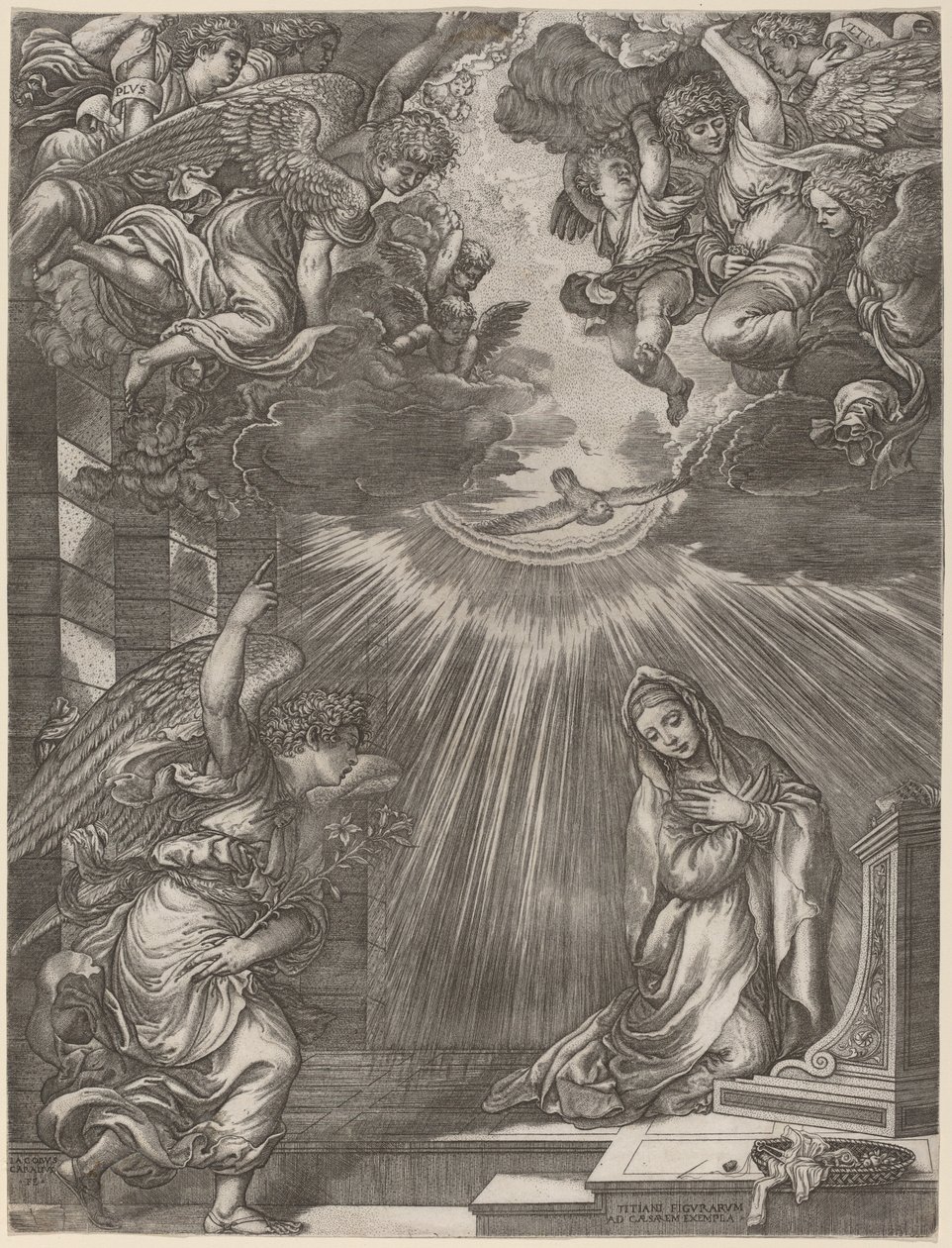 Az Angyali üdvözlet alkotó: Gian Jacopo Caraglio after Titian