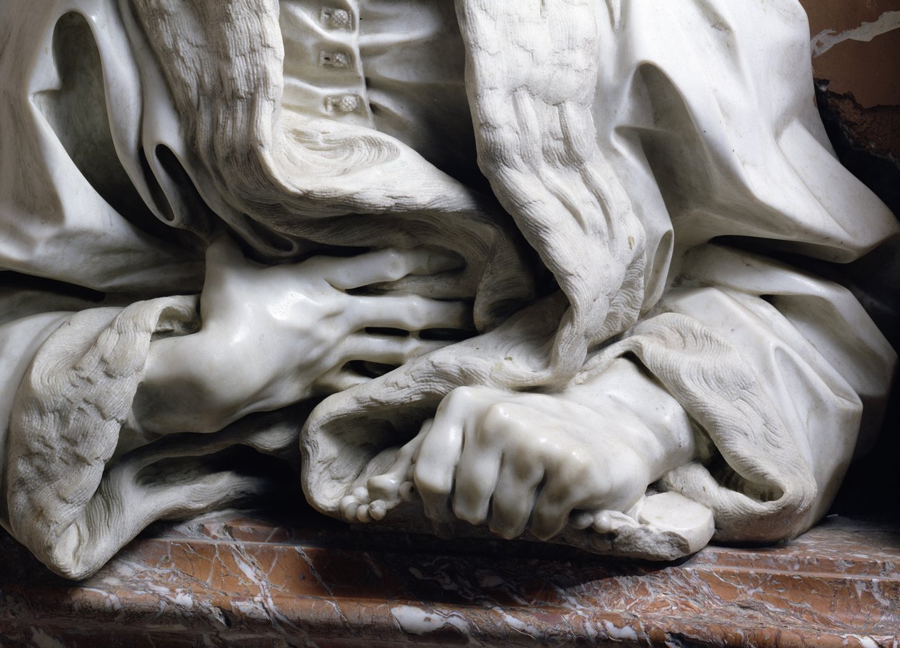 Gabrielle Fonseca, X. Innocent pápa orvosának mellszobra Köntöst szorongató kéz részlete a 96874-es Fonseca-kápolna márványrészletéből alkotó: Gian Lorenzo Bernini