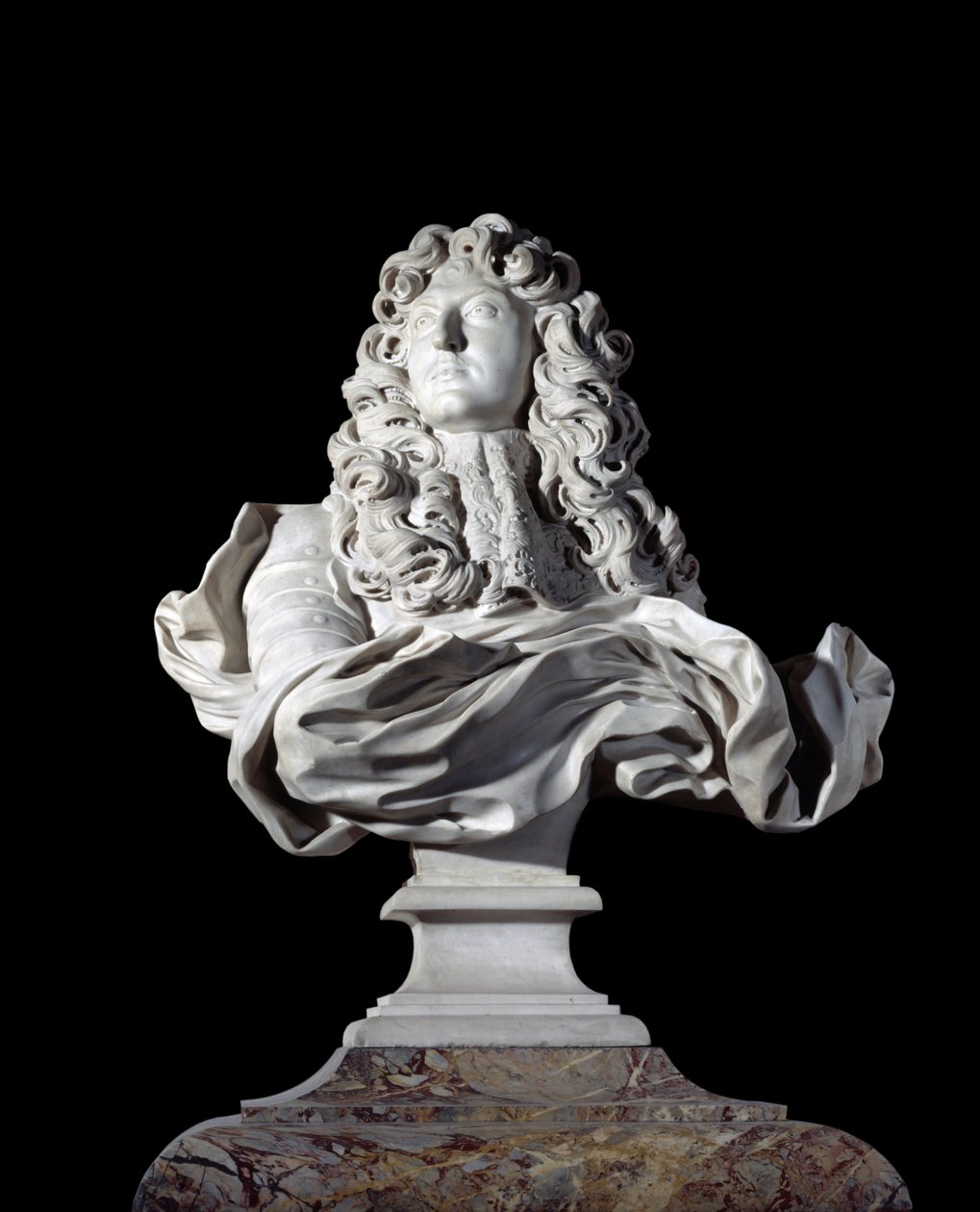 XIV. Lajos francia király mellszobra. Gian Lorenzo szobra alkotó: Gian Lorenzo Bernini