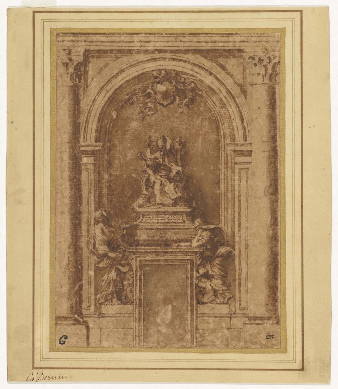 VII. Sándor pápa síremlékének terve a római Szent Péter-templomban alkotó: Gian Lorenzo Bernini