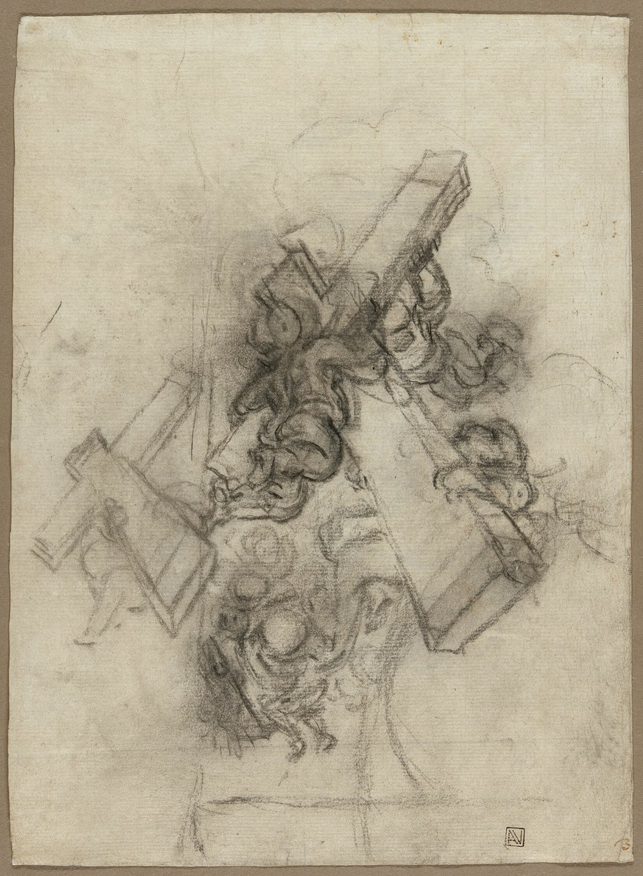 Keresztet cipelő putti (recto); Kéz-tanulmányok (verso) alkotó: Gian Lorenzo Bernini