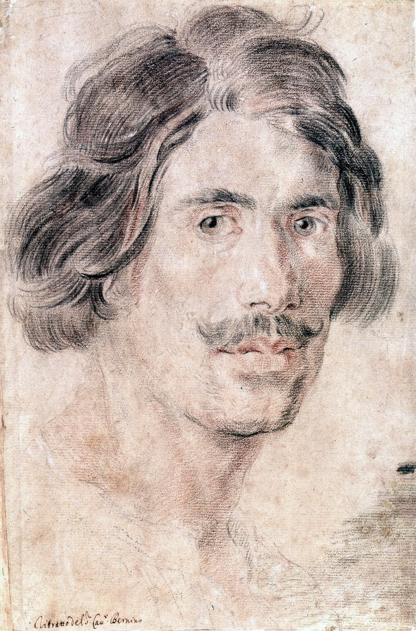 Gian Lorenzo Bernini (Bernin) (1598-1680) olasz szobrász, festő és építész önarcképe. Nemzeti Nyomdai és Rajzok Osztálya, Róma. alkotó: Gian Lorenzo Bernini