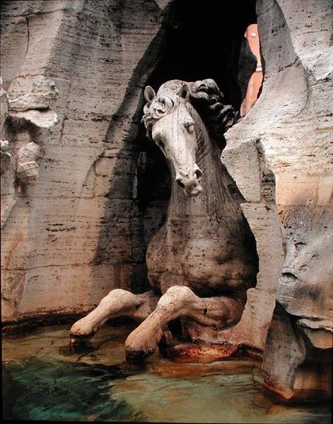 A négy folyó szökőkútja, egy ló részlete alkotó: Gian Lorenzo Bernini