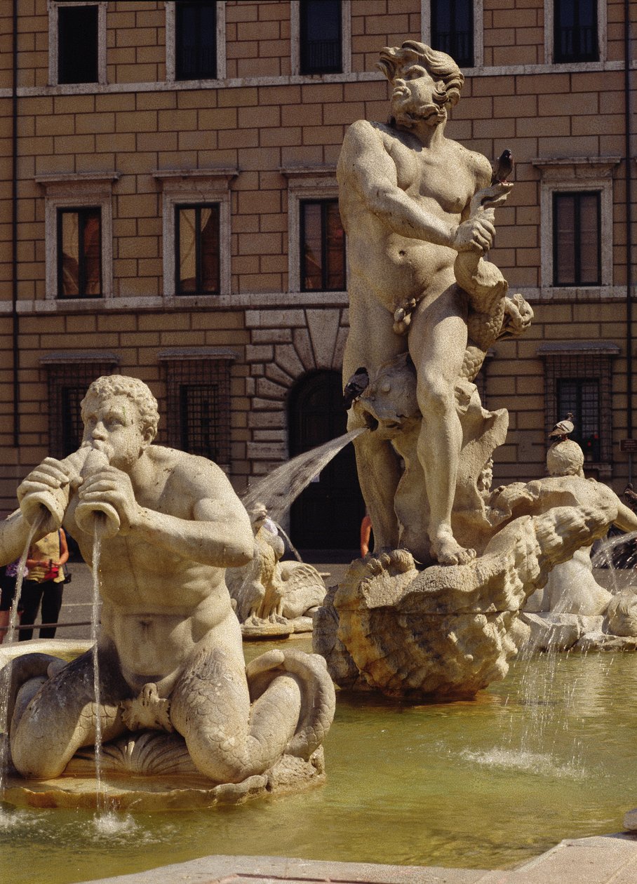 A Moro-kút, folyami istenek és szörnyek részlete, 1653-55 kőrészlet a 96887-ből alkotó: Gian Lorenzo Bernini