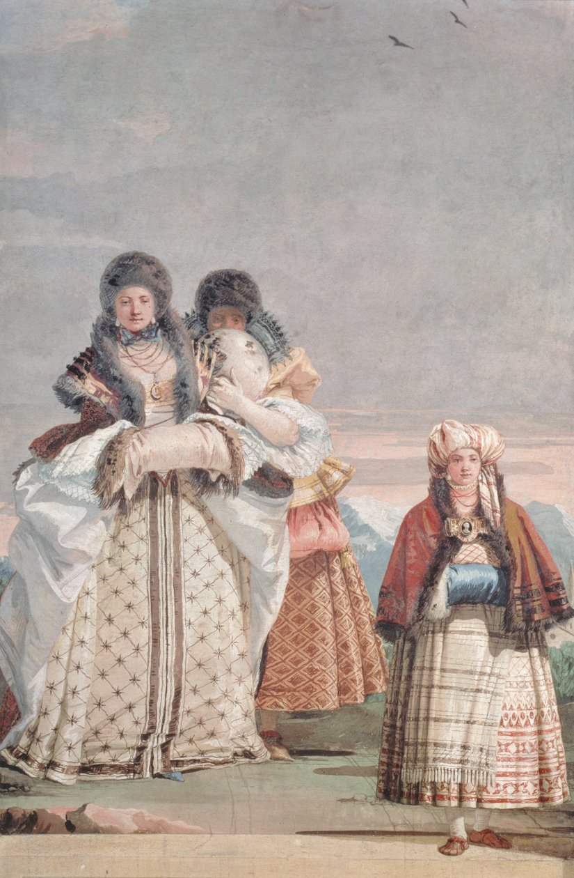 Téli séta a „Foresteria”-ból (Vendégház) 1757 alkotó: Giovanni Domenico Tiepolo