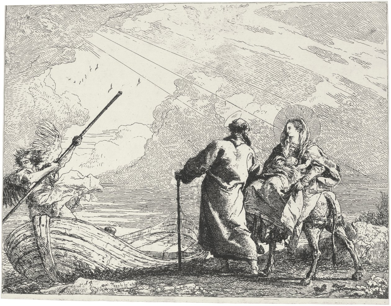 Festői ötletek az Egyiptomba való repülésről alkotó: Giovanni Domenico Tiepolo