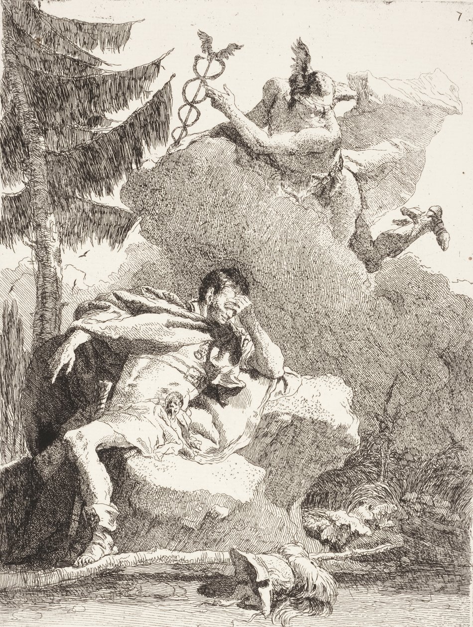 A Merkúr álomban jelenik meg Æneasnak, 1770 körül alkotó: Giovanni Domenico Tiepolo