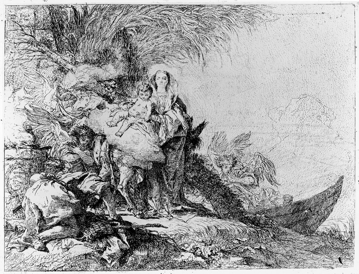 Repülés Egyiptomba, 1750 körül alkotó: Giovanni Domenico Tiepolo