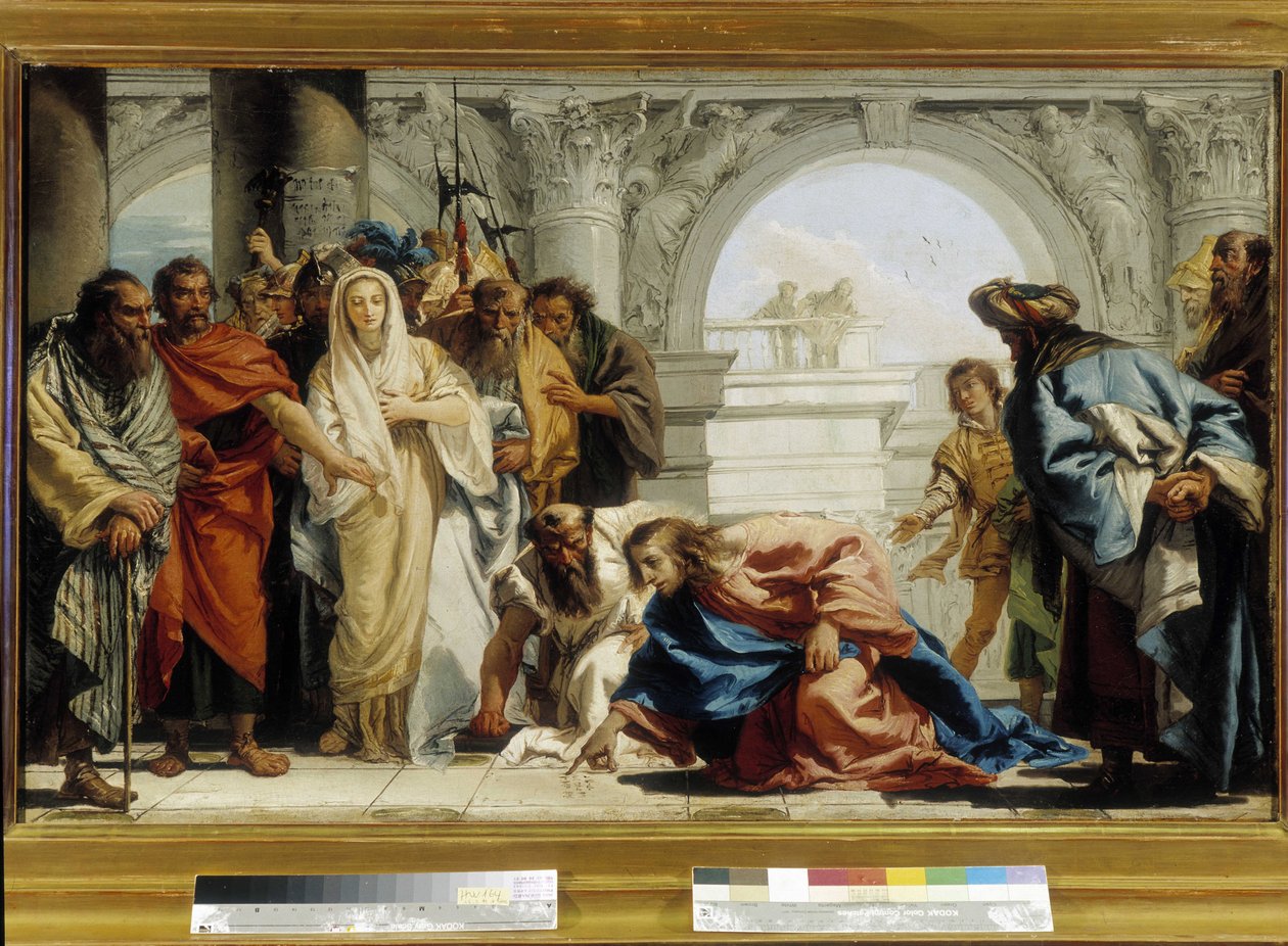 Krisztus és a házasságtörő asszony (olaj, vászon) alkotó: Giovanni Domenico Tiepolo