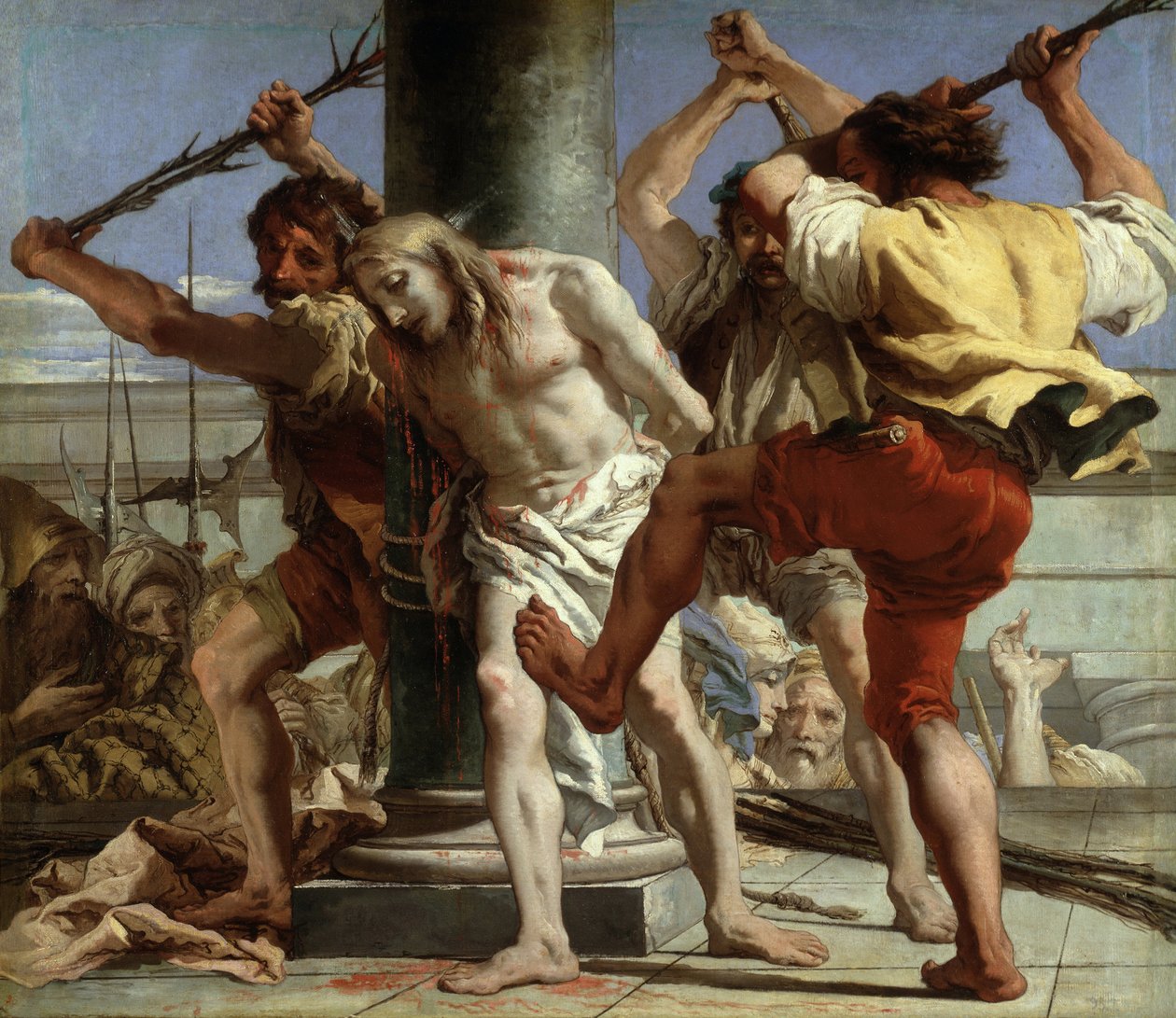 Le Christ a la Colonne - Krisztus az oszlopnál - Tiepolo, Giandomenico (1727-1804) - 1772 - Olaj, vászon - 124x144 cm - Museo del Prado, Madrid alkotó: Giandomenico Tiepolo
