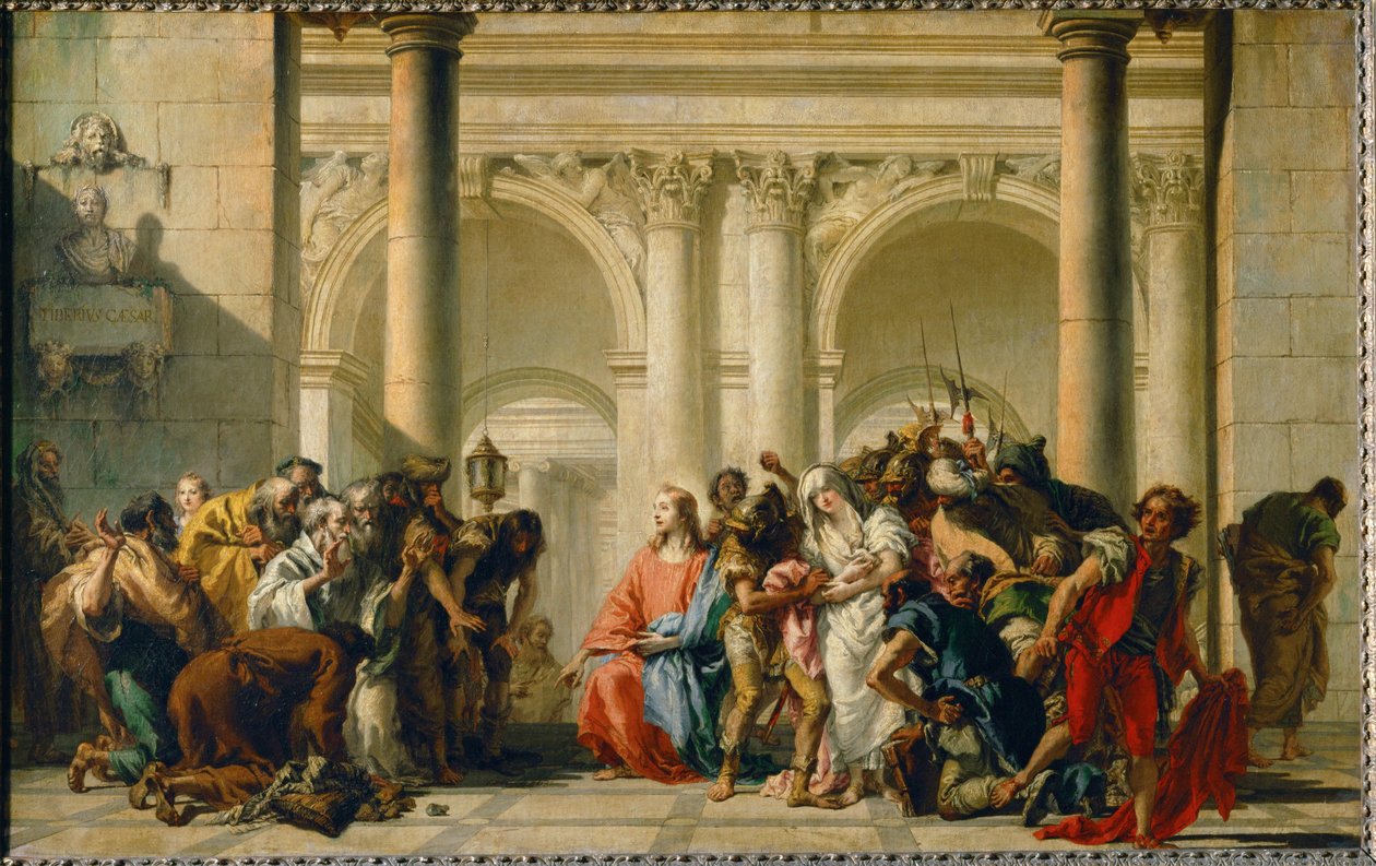 Le Christ et la femme adultere Krisztus és a házasságtörő nő ... alkotó: Giandomenico (1727-1804) Tiepolo