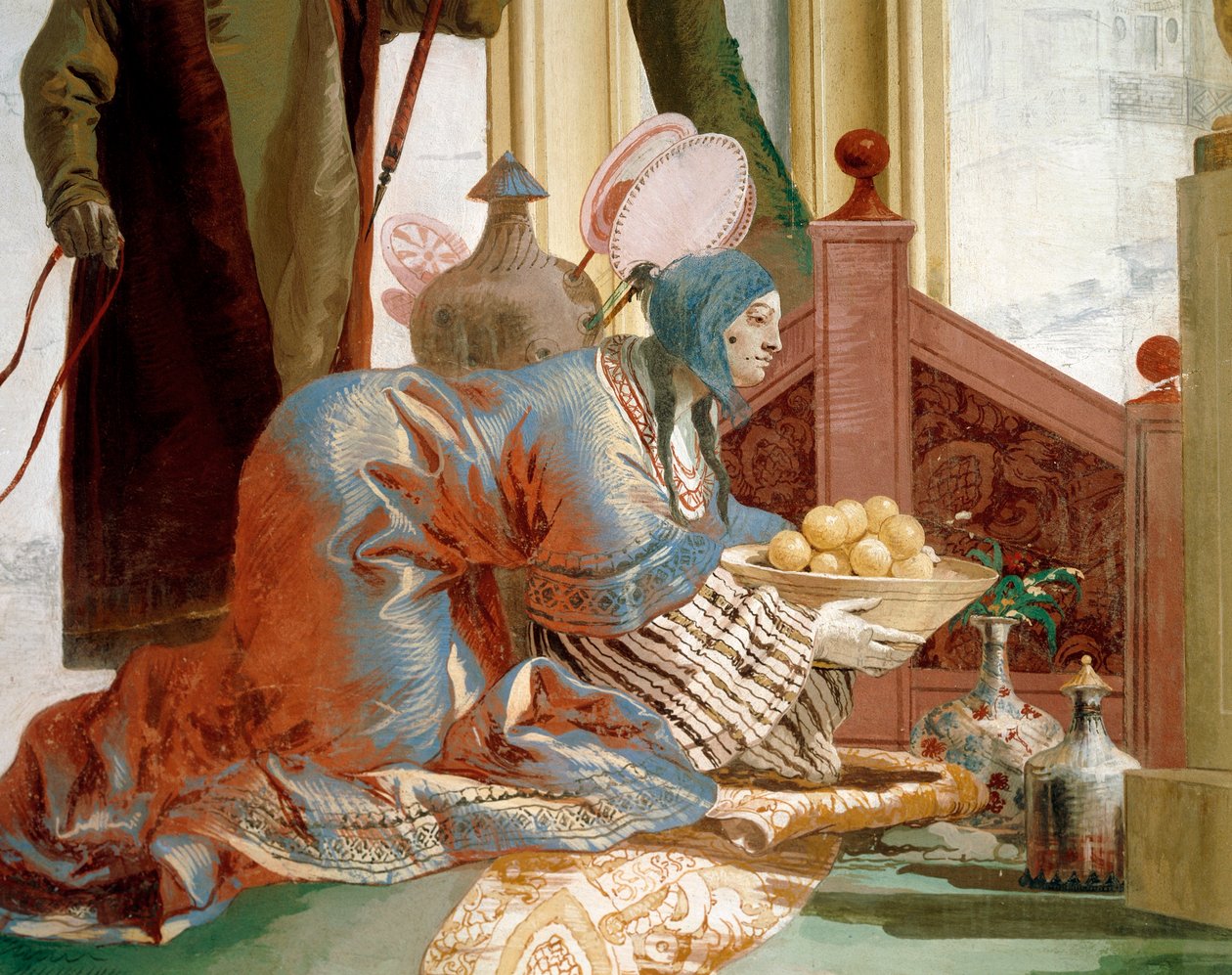 Gyümölcs felajánlása Holdistennőnek, Giandomenico Tiepolo (1727-1804), freskó, kínai szoba a Foresteriában (vendégház), Villa Valmarana 
