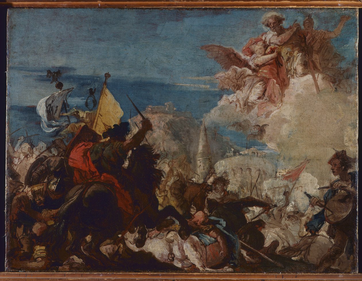 Faustinus és Jovita szentek Brescia védelmében jelennek meg Niccolò Piccinino támadása alatt 1438-ban alkotó: Giovanni Domenico Tiepolo