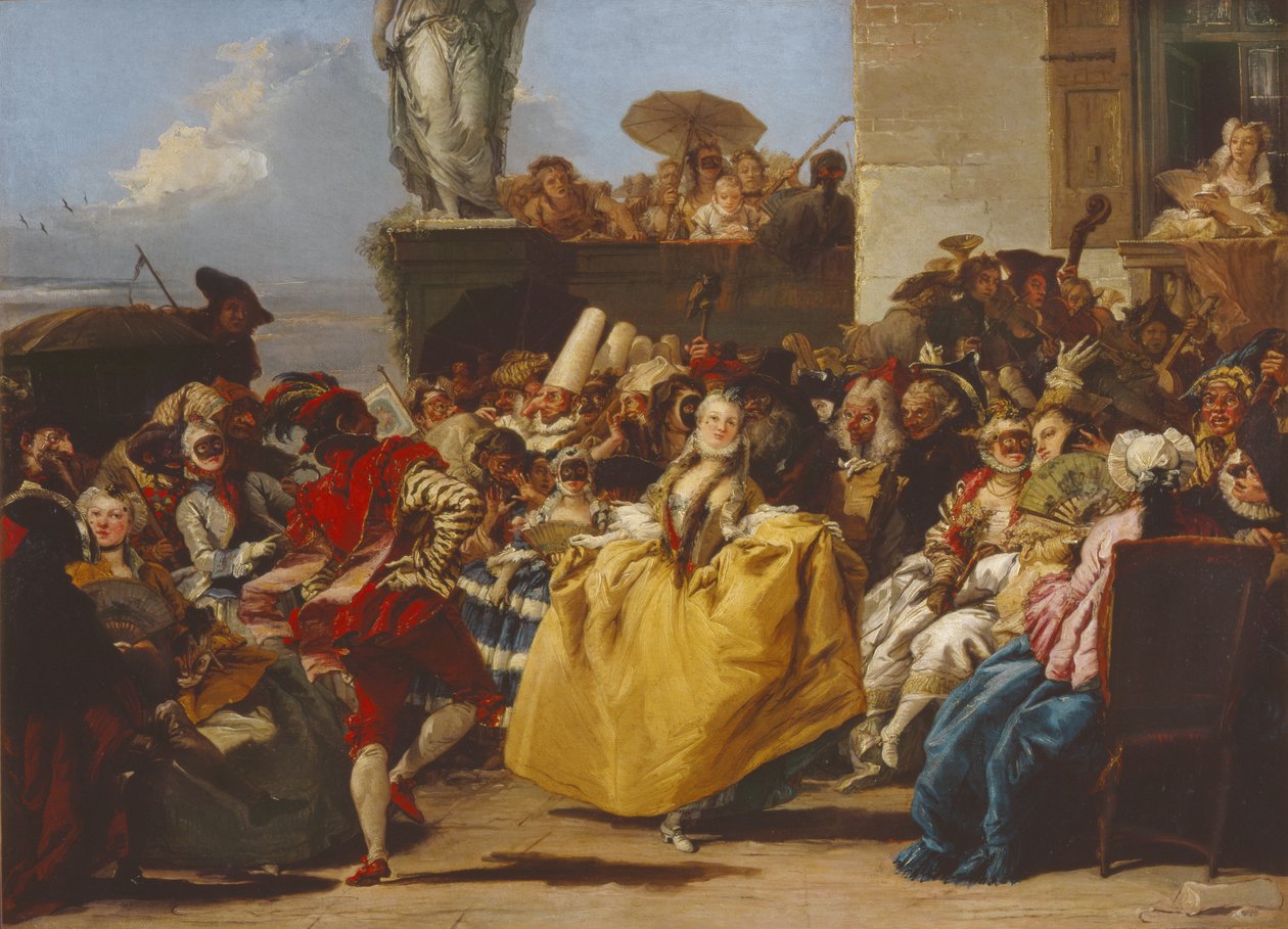 A menüett vagy karneváli jelenet (olaj, vászon) alkotó: Giovanni Domenico Tiepolo