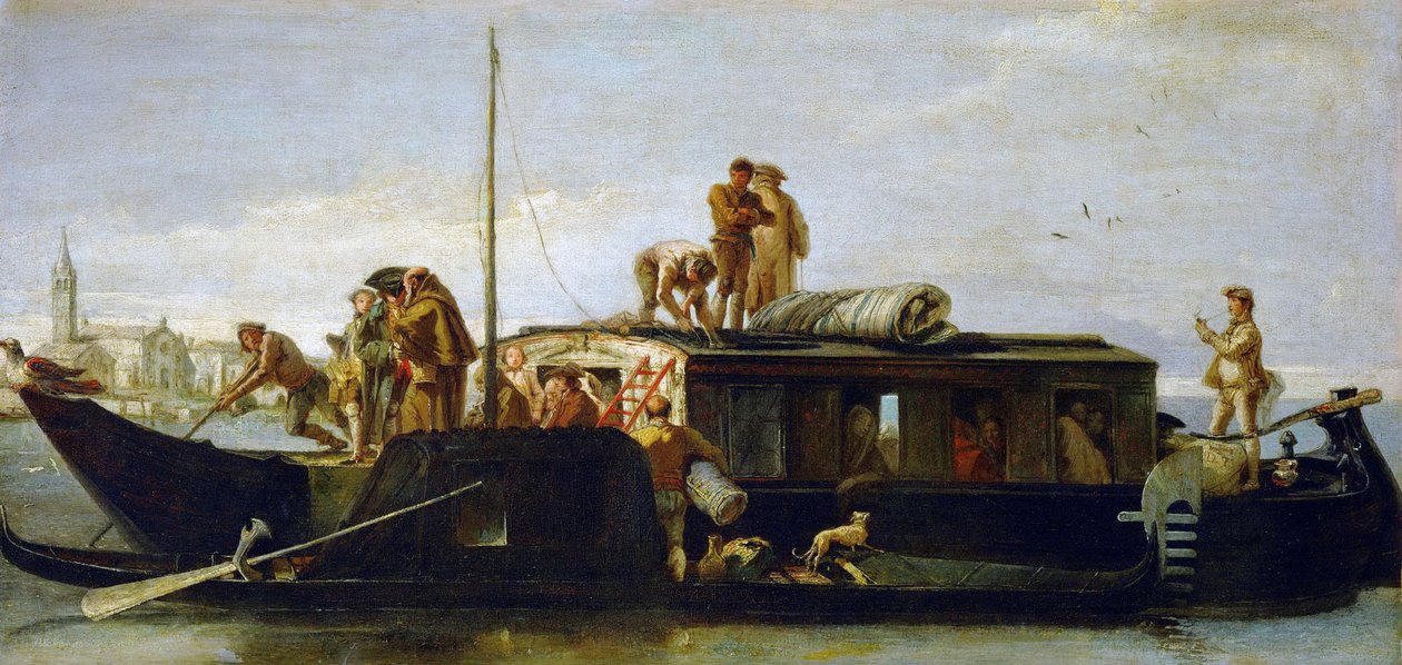 Barokk: The Mailboat – The Mailboat (Il Burchiello), Tiepolo, Giandomenico (1727-1804), kb. 1764-1765. Olaj, vászon, 38x78,3. Művészettörténeti Múzeum, Bécs alkotó: Giovanni Domenico Tiepolo