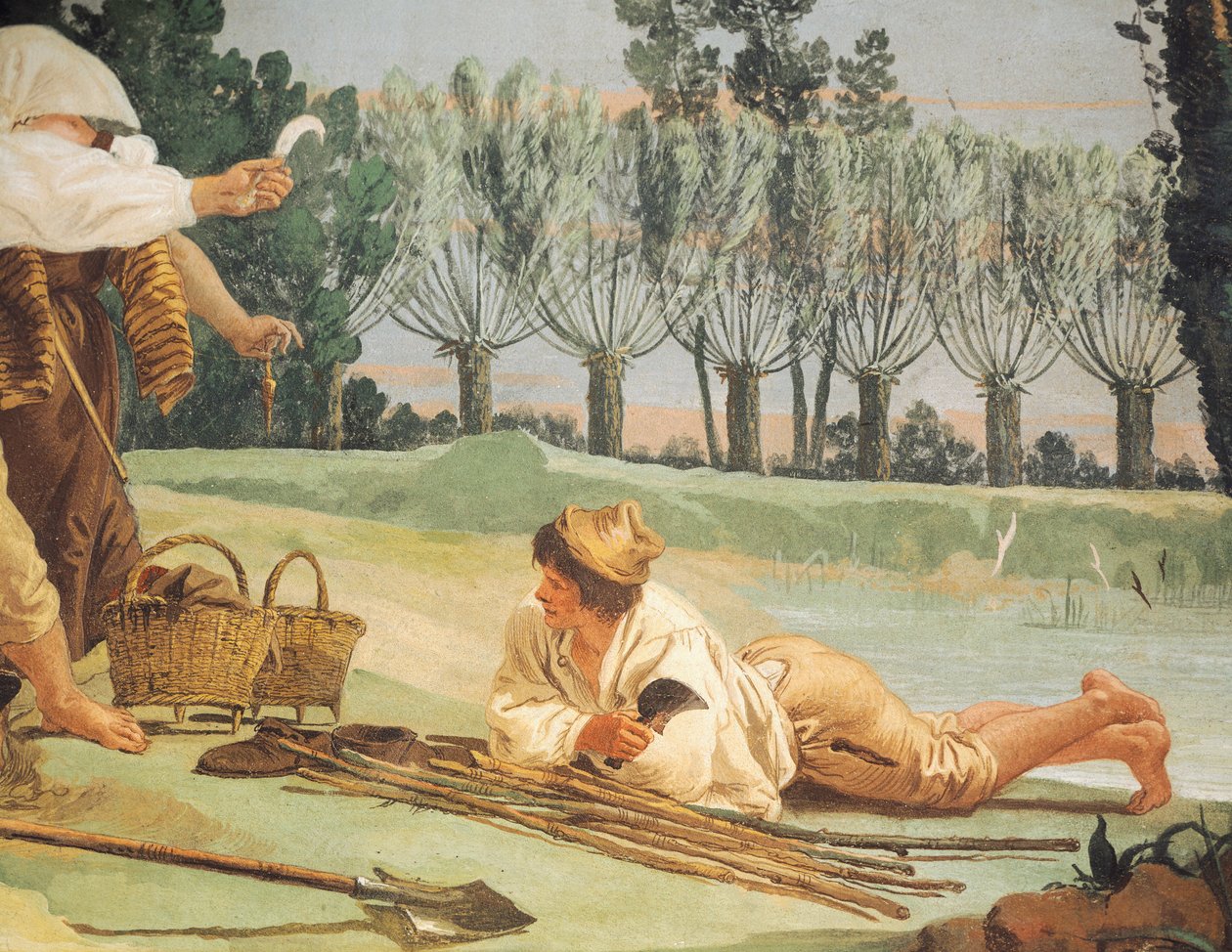 Pihenő parasztok, Giandomenico Tiepolo (1727-1804), freskó, részlet, Villa Valmarana ai Nani, Vicenza alkotó: Giandomenico (1727 1804) Tiepolo