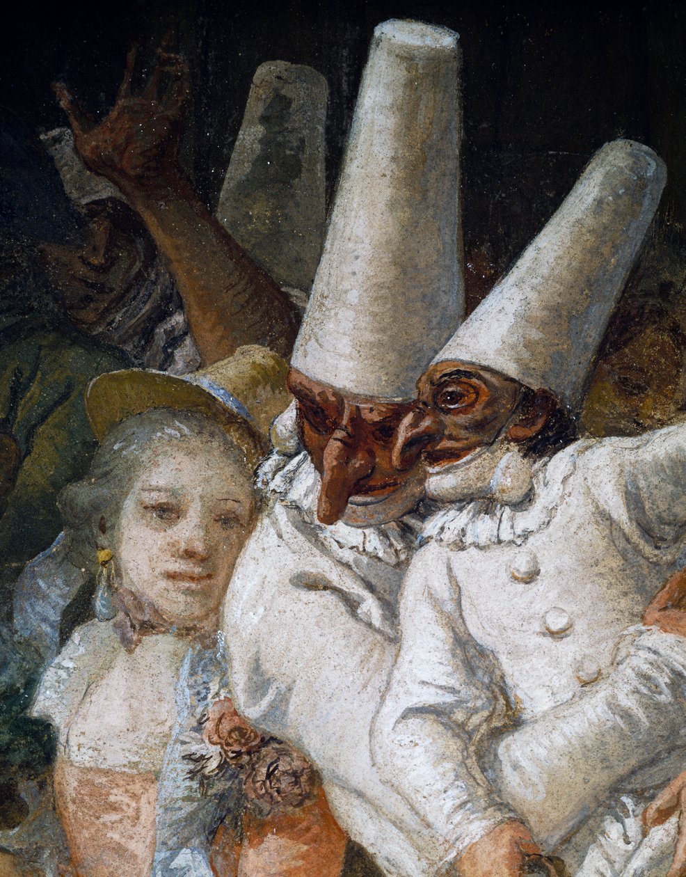 Pulcinella és Akrobaták, részlet alkotó: Giandomenico  Tiepolo