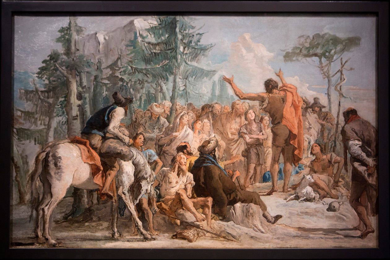 Keresztelő Szent János prédikál a tömegnek alkotó: Giovanni Domenico Tiepolo