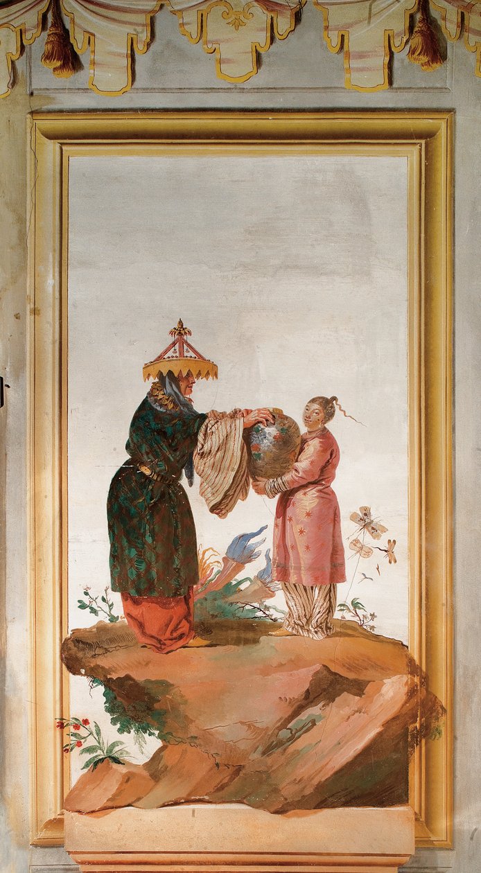 Két figura vázával, a Foresteria kínai szobájából alkotó: Giovanni Domenico Tiepolo