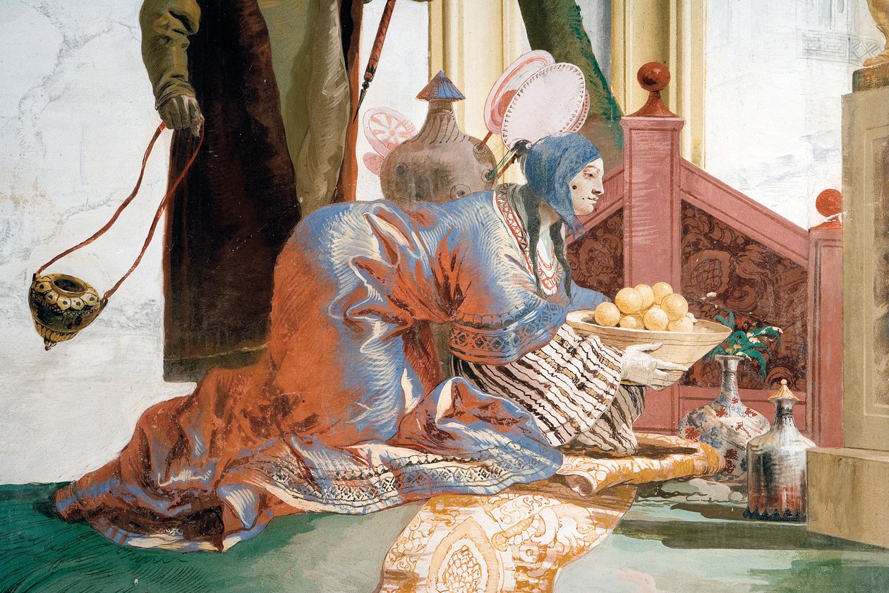 Részlet a Gyümölcs felajánlásból egy holdistenségnek, a Foresteria kínai szobájából, 1757 alkotó: Giovanni Domenico Tiepolo