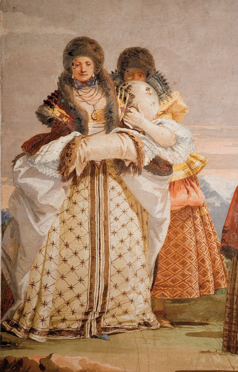 Részlet a Téli sétából, a gótikus pavilon szobájából, a Foresteriában, 1757 alkotó: Giovanni Domenico Tiepolo