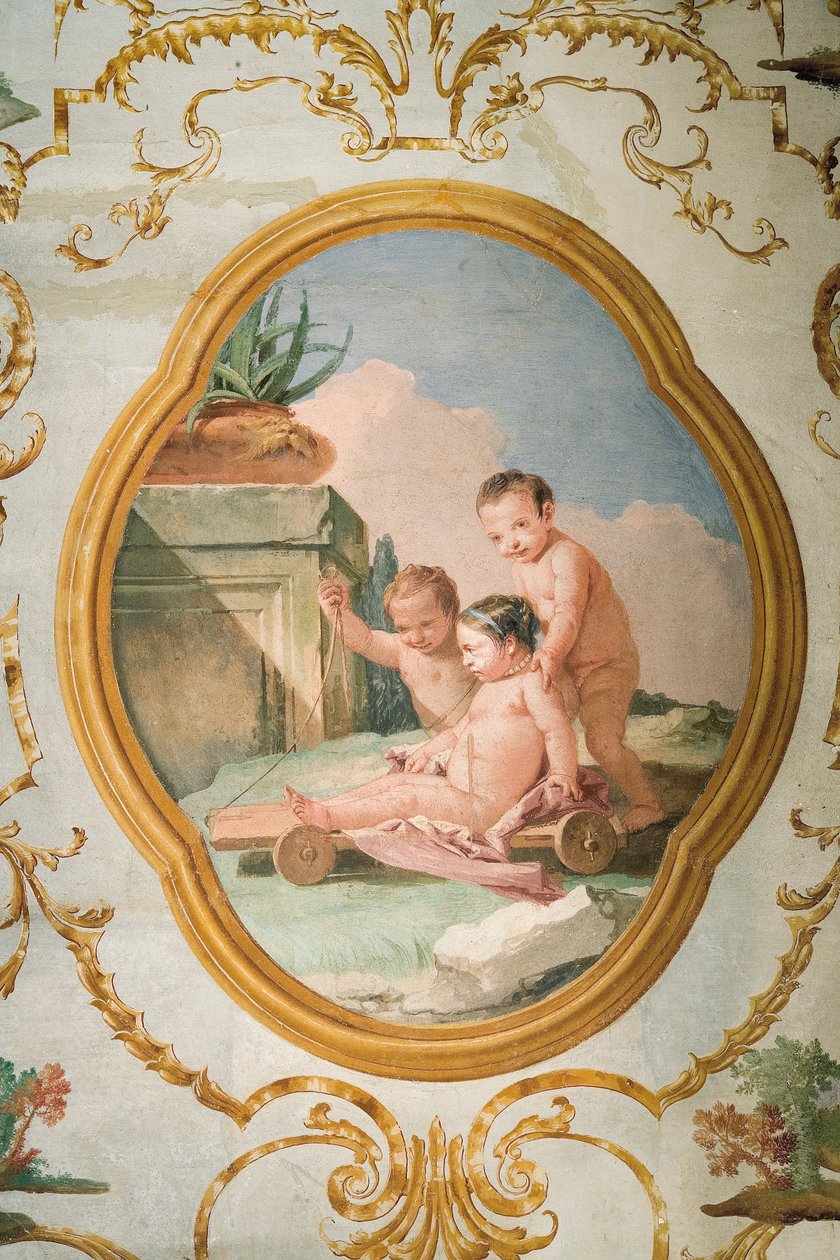 Freskó a Putti szobából, a Foresteriában (Vendégház) 1757 alkotó: Giovanni Domenico Tiepolo