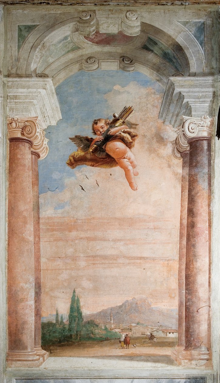 Táj Ámorral, az Iliász szobájából a Palazzinában, 1757 alkotó: Giovanni Domenico Tiepolo