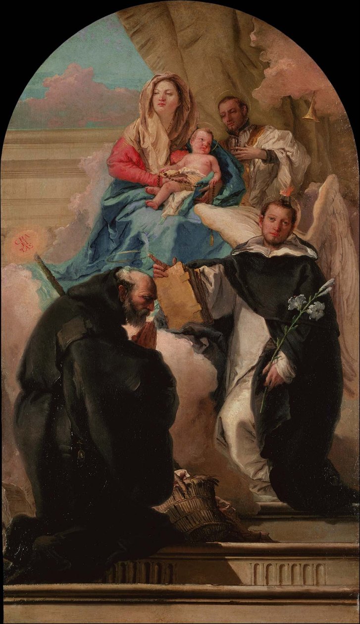 Madonna és gyermek három szenttel, 1760 körül alkotó: Giovanni Domenico Tiepolo