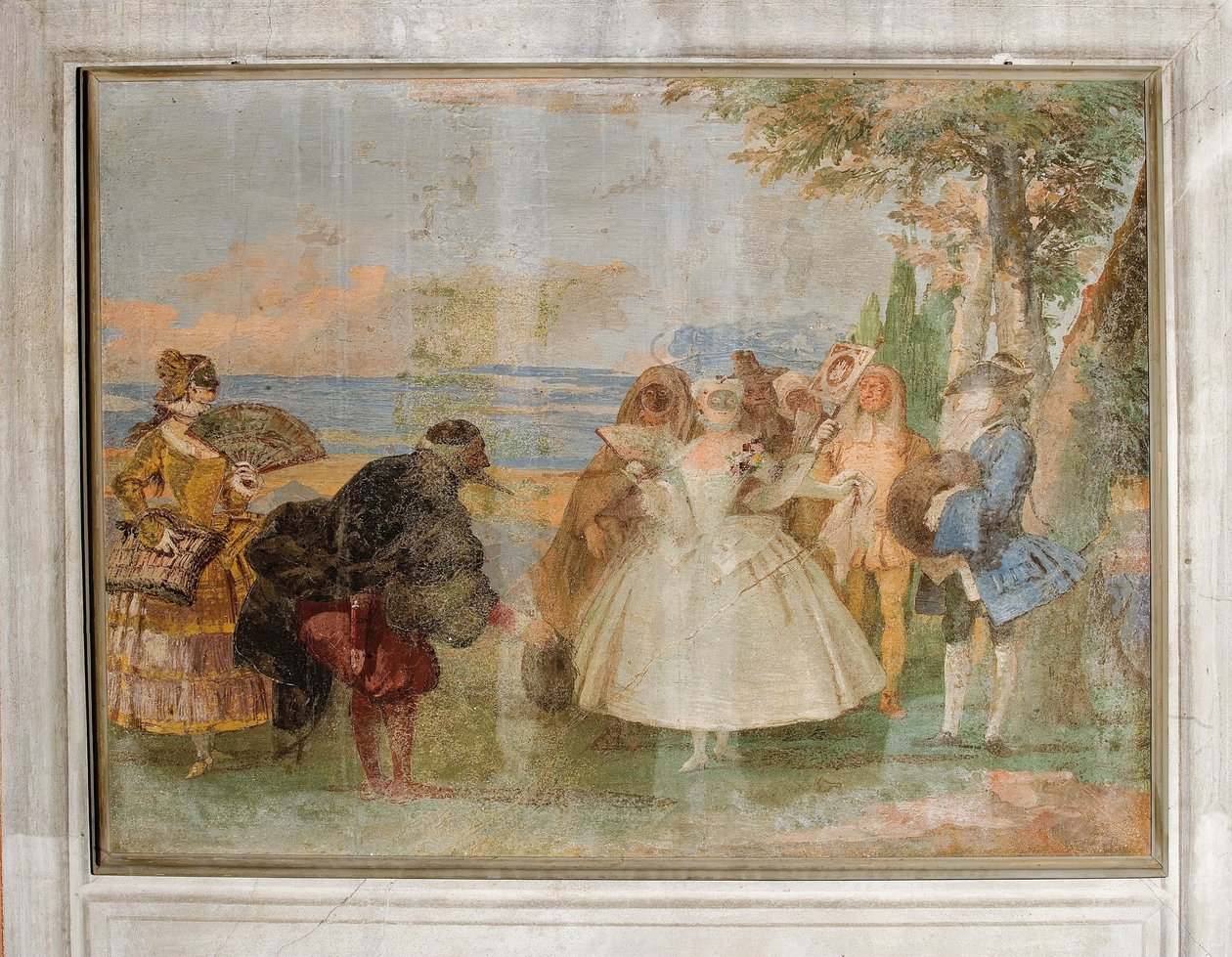 Menüett Pantaloonnal és Colombine-nal, a Foresteria karneváli jeleneteinek szobájából, 1757 alkotó: Giovanni Domenico Tiepolo