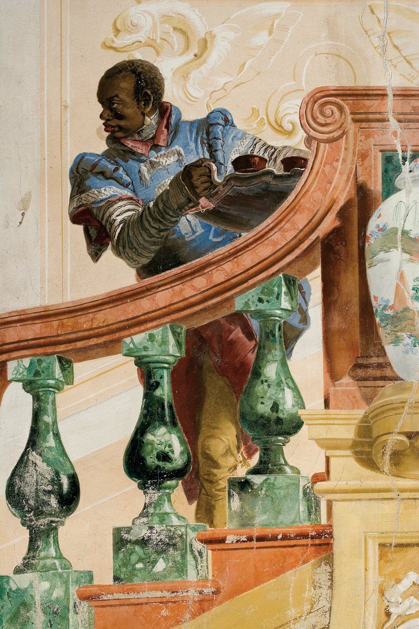 Mór szolga tálcát tartva, a Foresteria farsangi jeleneteinek szobájából, 1757 alkotó: Giovanni Domenico Tiepolo