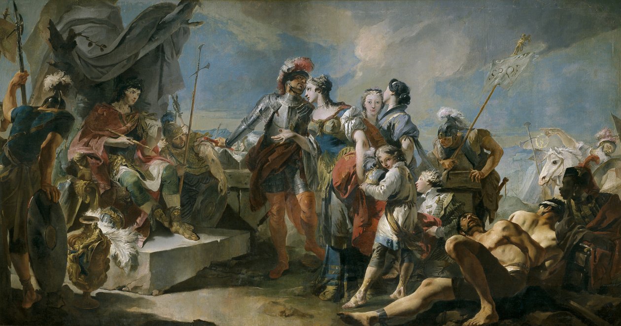 Zenobia királynő Aurelianus császár előtt, 1717 alkotó: Giovanni Domenico Tiepolo
