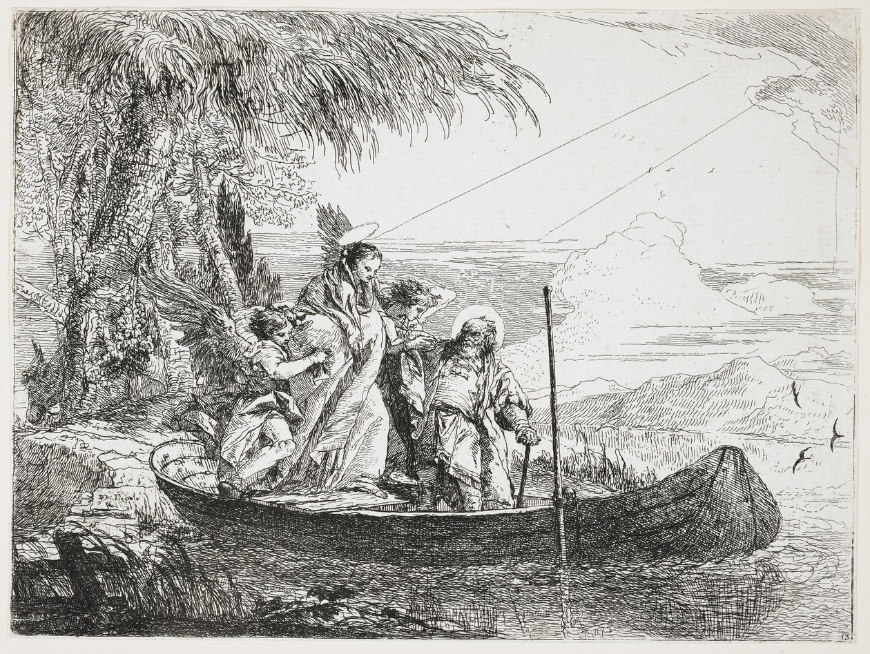 : A Szent Család hajóra száll az Egyiptomba menekülésből, 1750-1753 alkotó: Giovanni Domenico Tiepolo