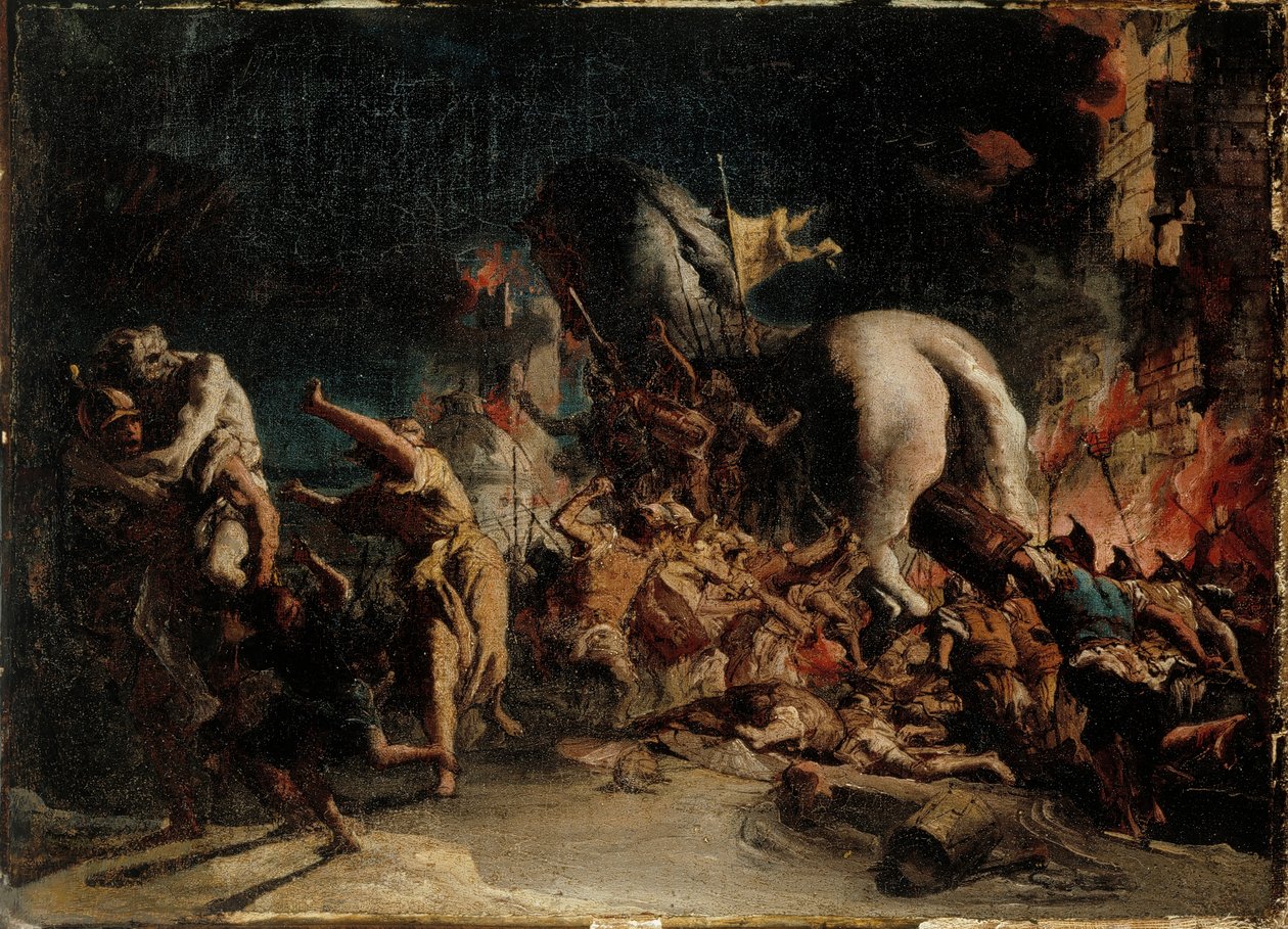 Trója ostroma, 1760 körül. alkotó: Giovanni Domenico Tiepolo