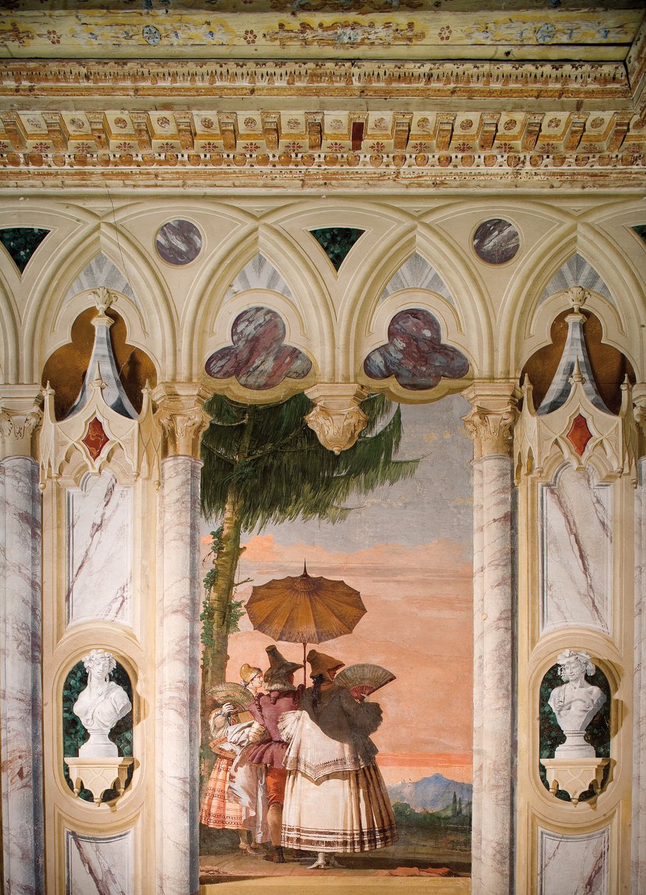 Nyári séta a gótikus pavilon terméből, a Foresteriában, 1757 alkotó: Giovanni Domenico Tiepolo