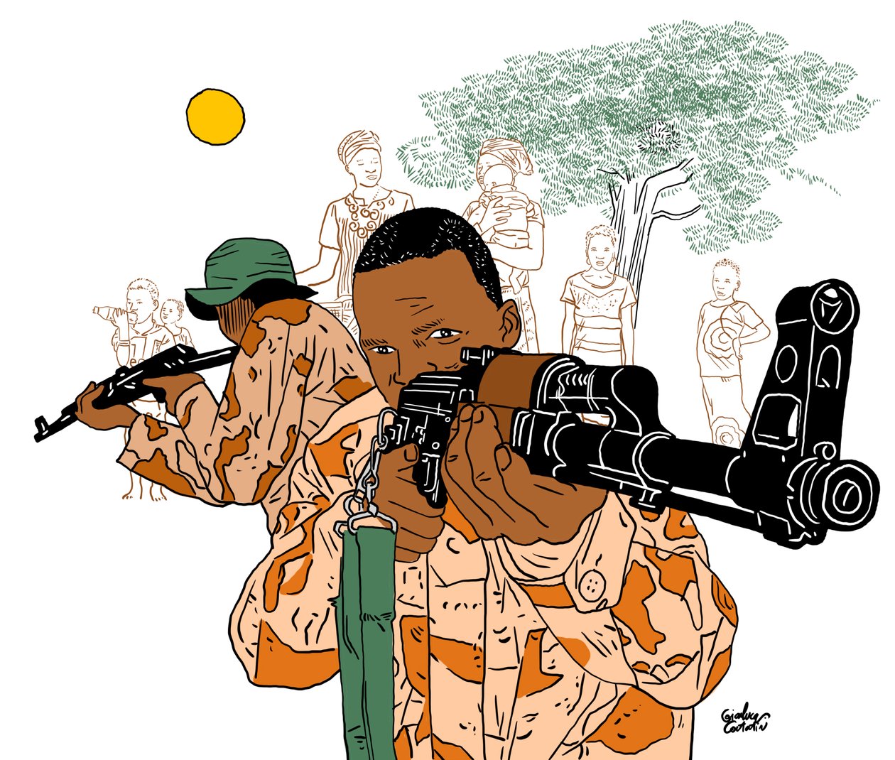 Katonai Afrika, 2022 (digitális) alkotó: Gianluca Costantini