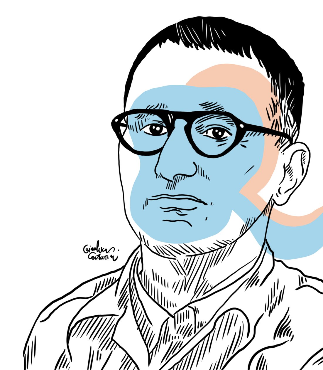 Bertolt Brecht portréja, 2022 (digitális) alkotó: Gianluca Costantini