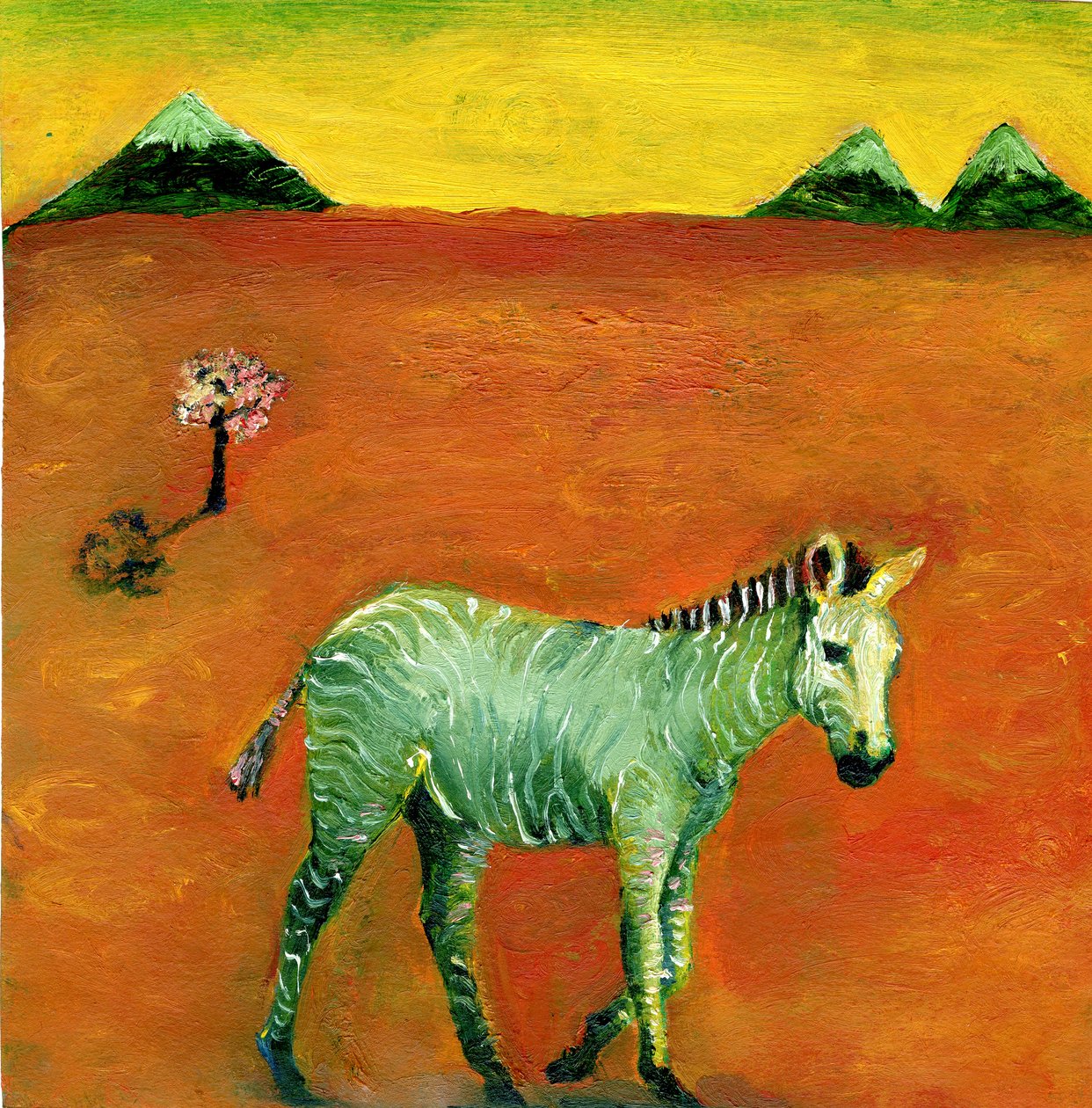 Zöld zebra és cseresznyefa, 2005, (olaj, papír) alkotó: Gigi Sudbury