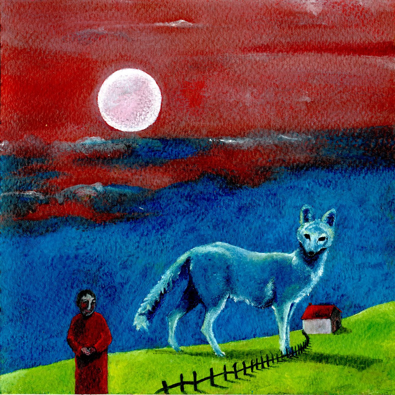 A farkas és a hold, 2004 (olaj, papír) alkotó: Gigi Sudbury