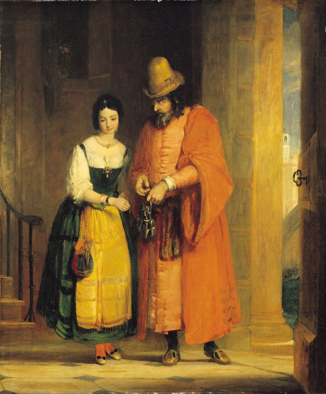 Shylock és Jessica a „The Merchant of Velence” II. felvonás ii. jelenetéből, 1830 alkotó: Gilbert Stuart Newton