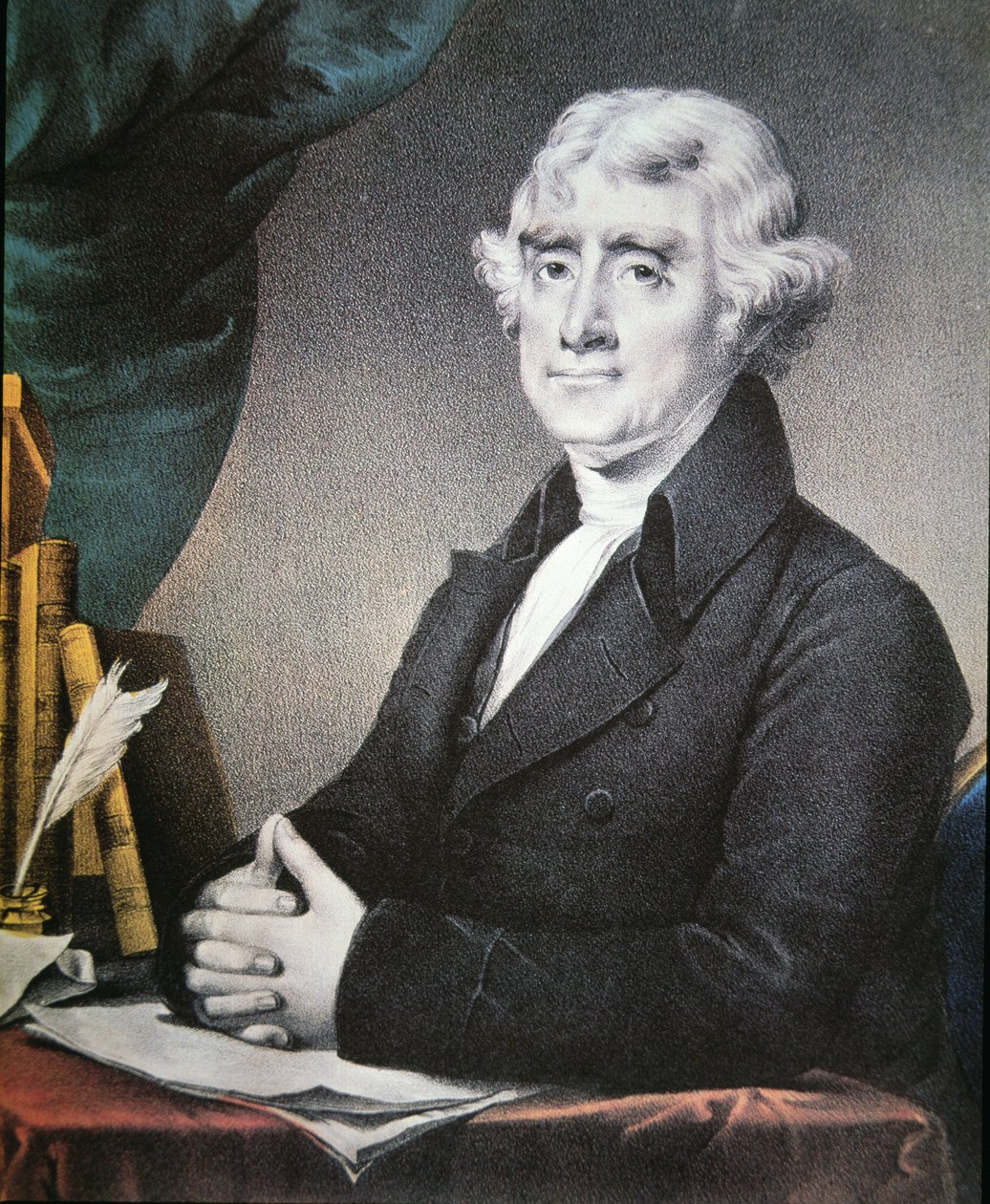 Thomas Jefferson (1743-1826) Nathaniel Currier (1813-88) kiadásában (színes litó) alkotó: Gilbert (after) Stuart