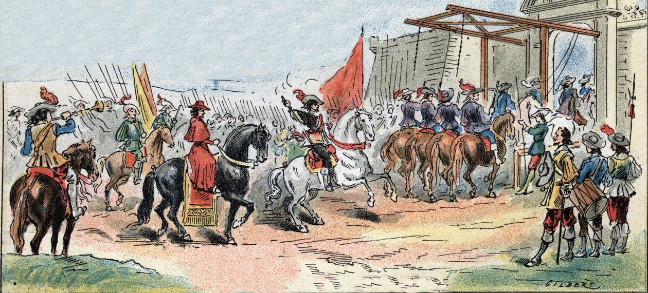 La Rochelle ostroma – Franciaország története: XIII. Lajos király (1601-1643) és de Richelieu bíboros (Armand Jean du Plessis) bevonulása alkotó: Gilbert Gilbert